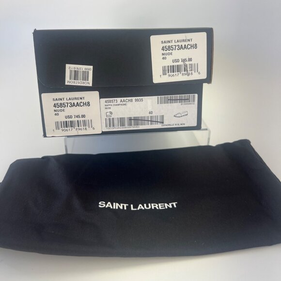 Saint Laurent Cassandre Leather Espadrilles Beige Women Flats Size IT40 US10 - Picture 11 of 11